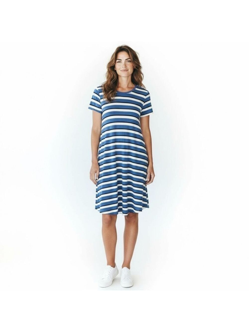 Antibes Blanc Size M Blue White Striped T-Shirt Dress